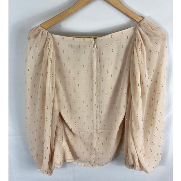 Express Gold Print Flow Blouse Size XS - Picture 6 of 6